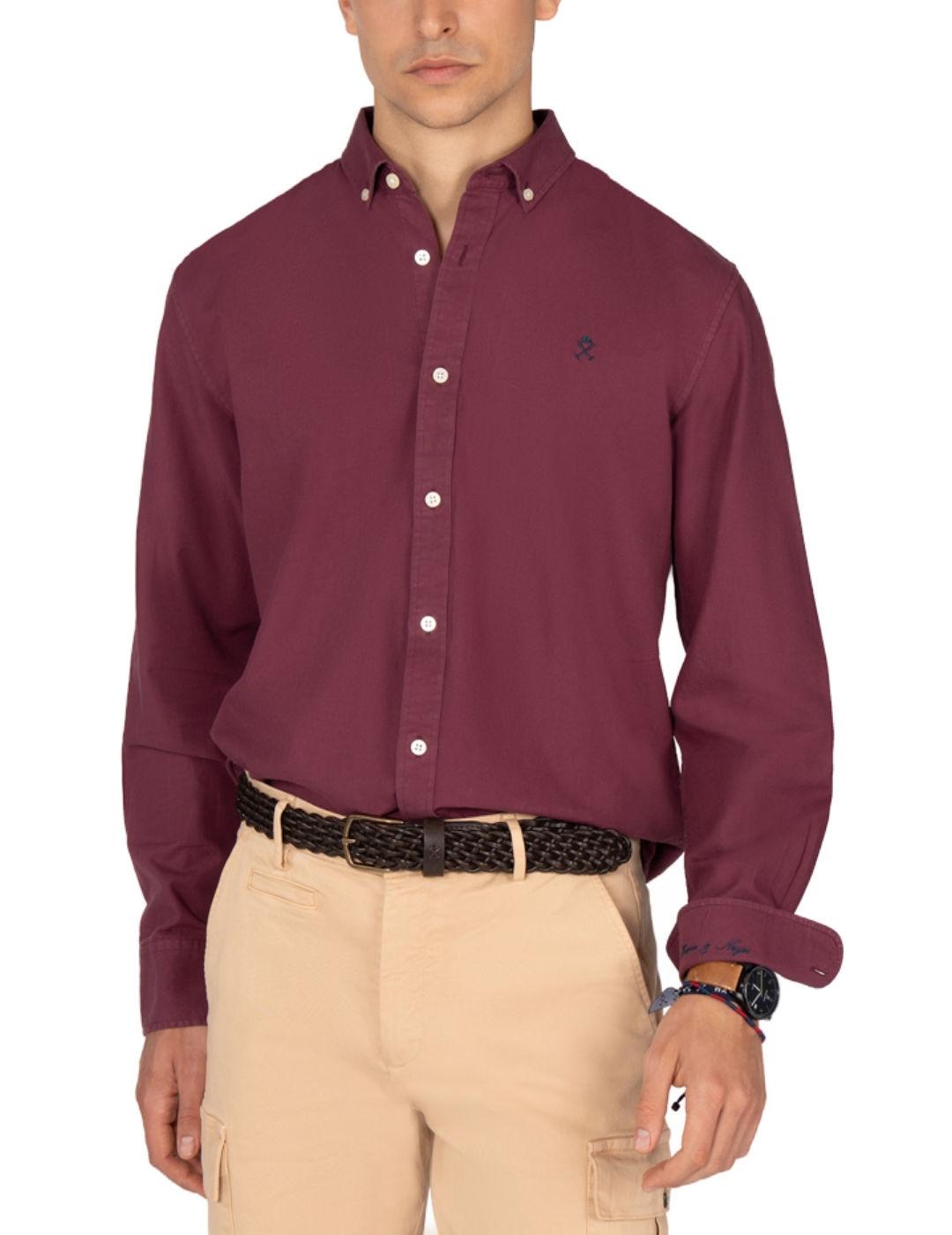 Camisa Harper&Neyer Veneto granate manga larga de hombre