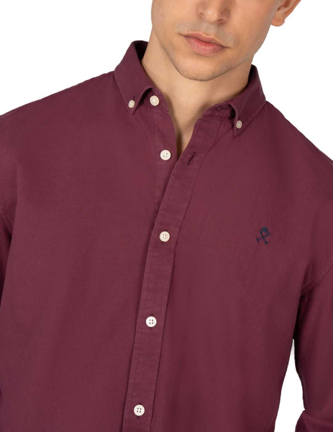 Camisa Harper&Neyer Veneto granate manga larga de hombre