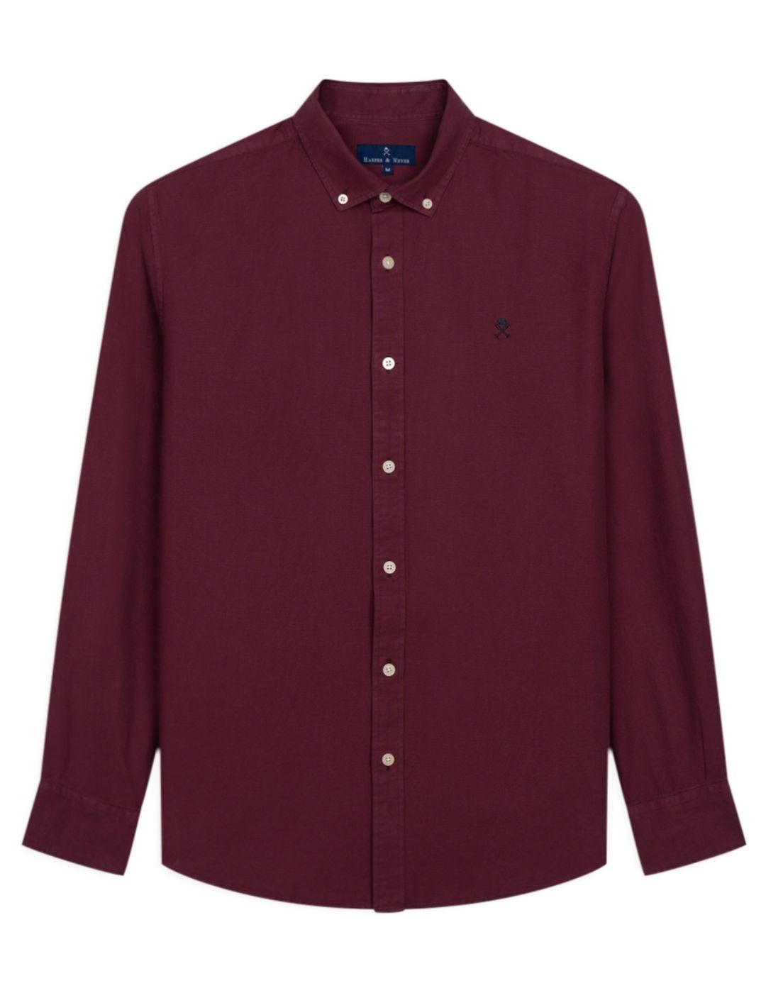 Camisa Harper&Neyer Veneto granate manga larga de hombre