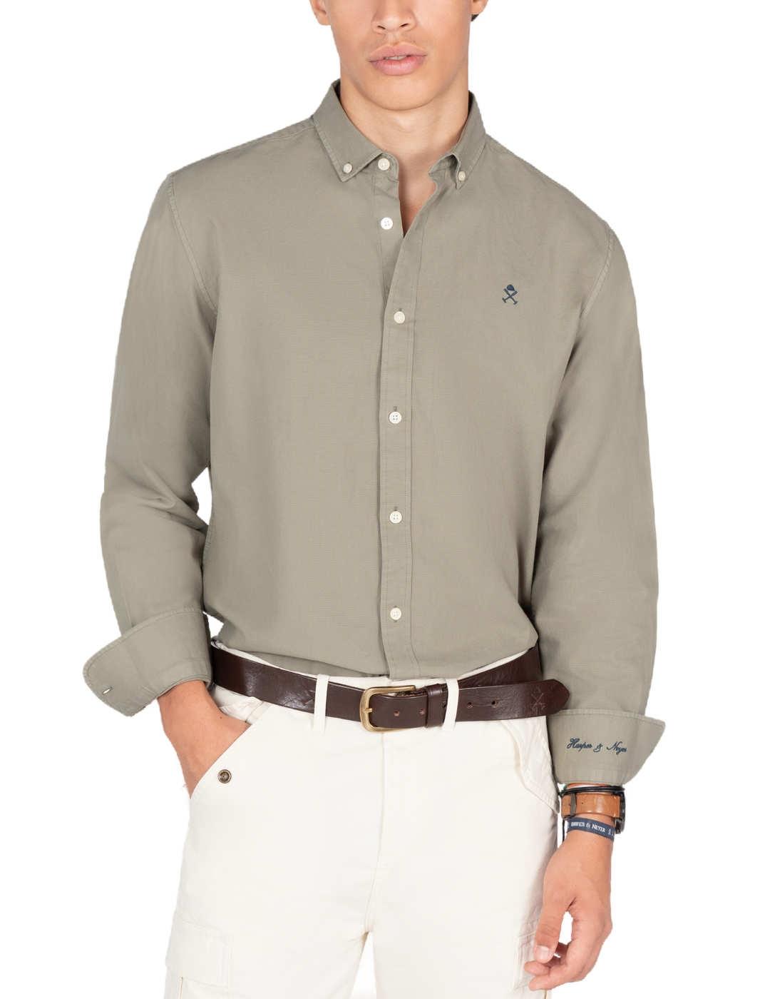 Camisa Harper&Neyer Veneto verde manga larga para hombre