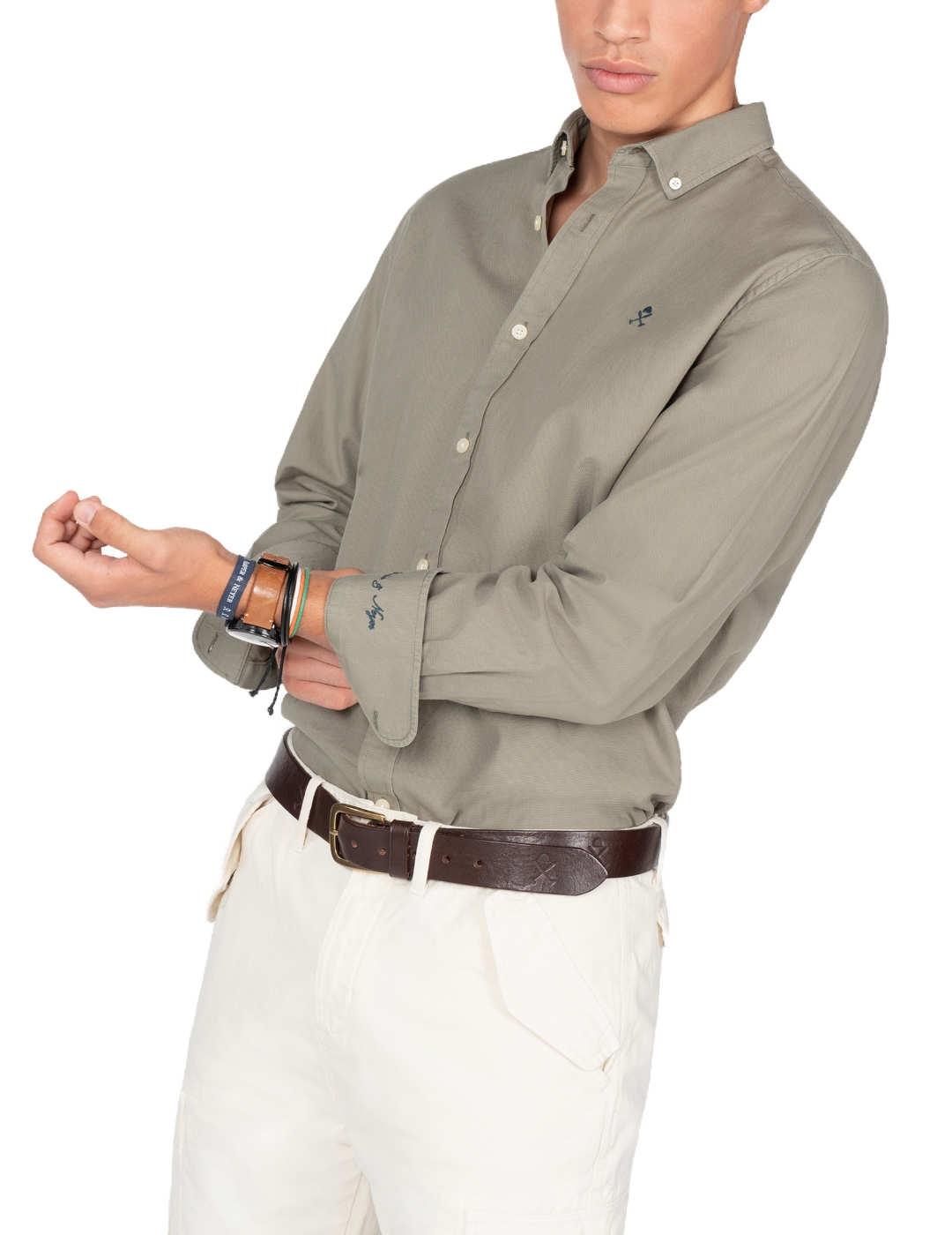 Camisa Harper&Neyer Veneto verde manga larga para hombre