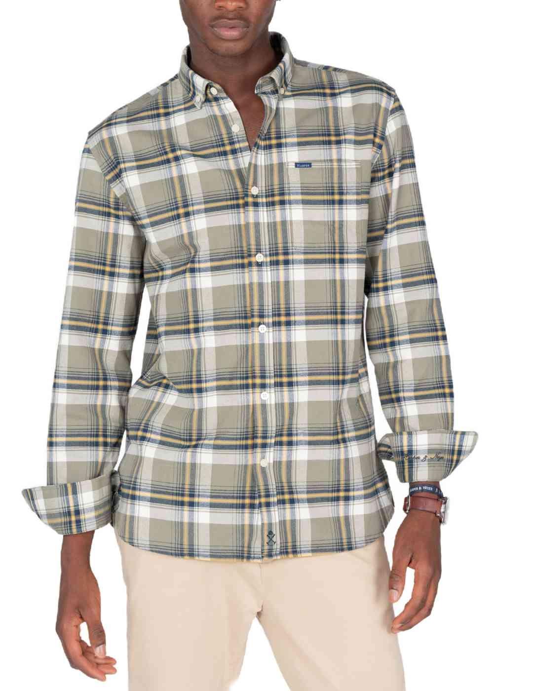 Camisa Harper&Neyer Window rock verde cuadro felpa de hombre