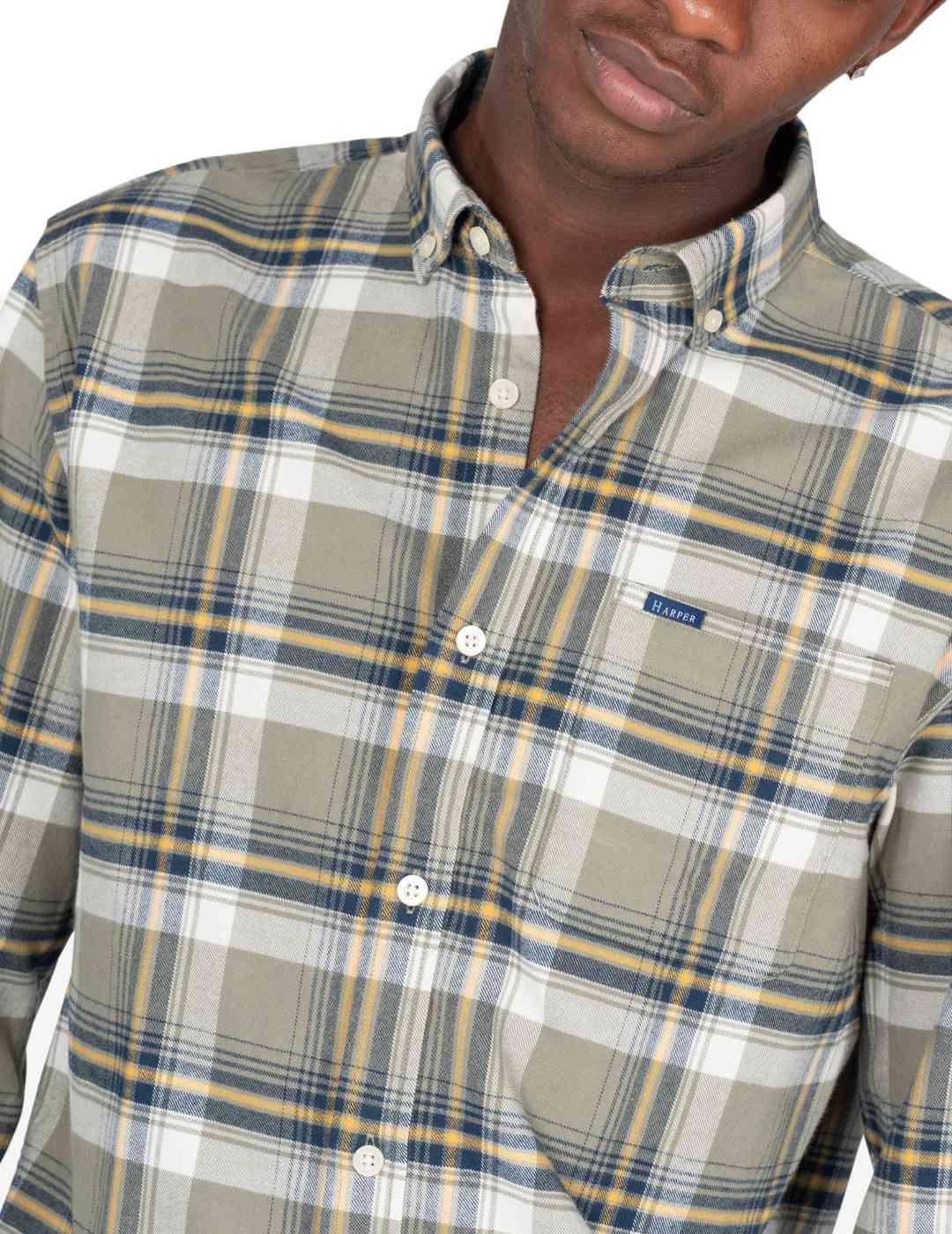 Camisa Harper&Neyer Window rock verde cuadro felpa de hombre