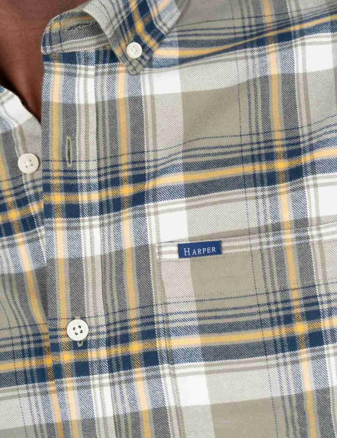 Camisa Harper&Neyer Window rock verde cuadro felpa de hombre