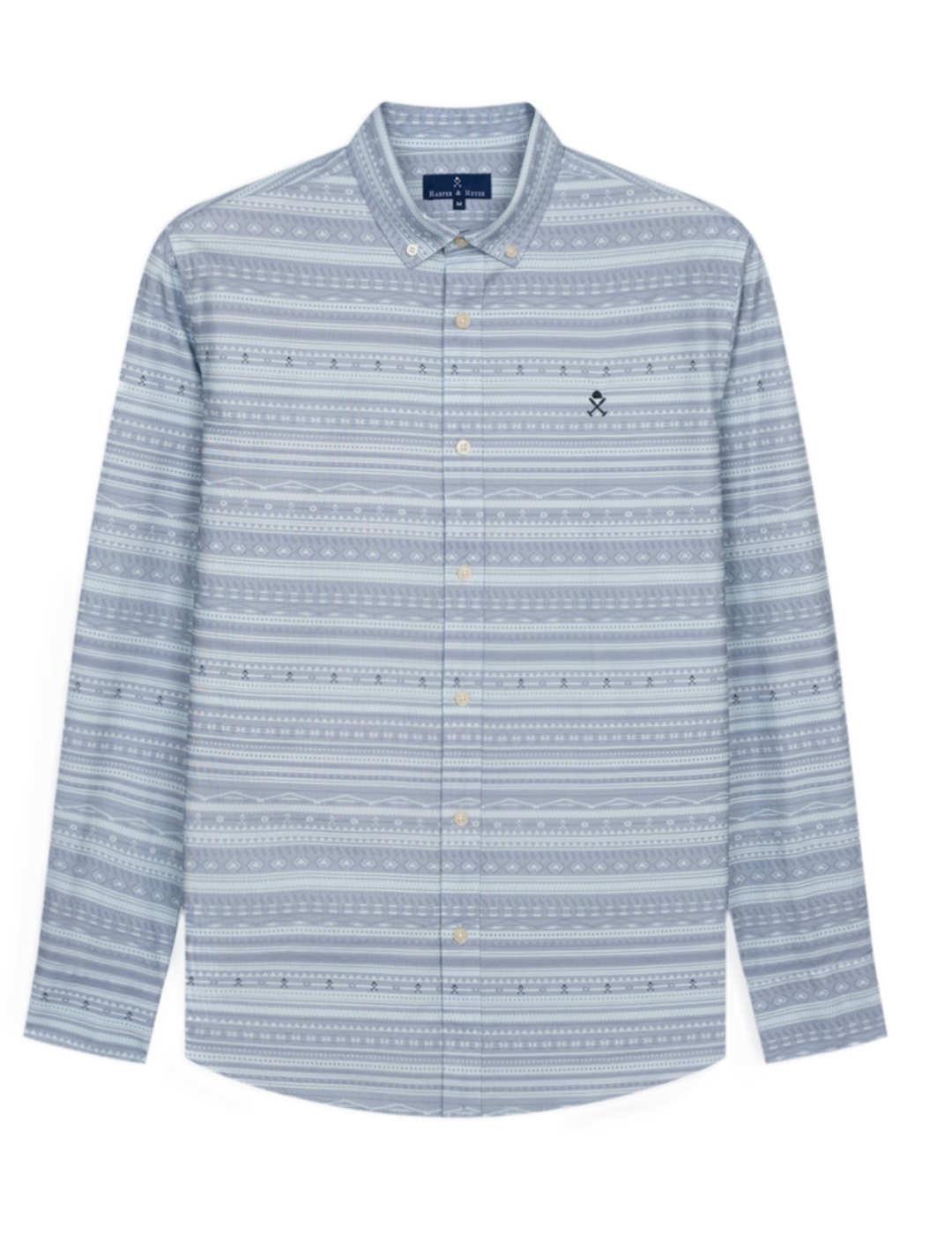 Camisa Harper&Neyer Ethnic azul estampado étnico de hombre