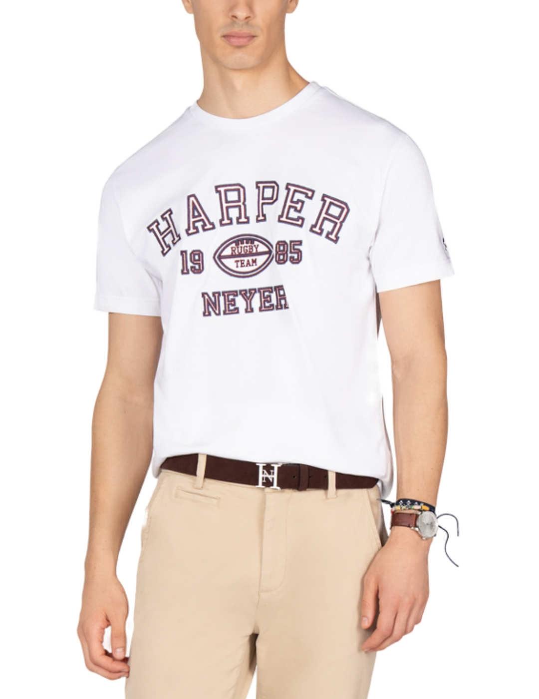 Camiseta Harper&Neyer Rugby blanca manga corta para hombre