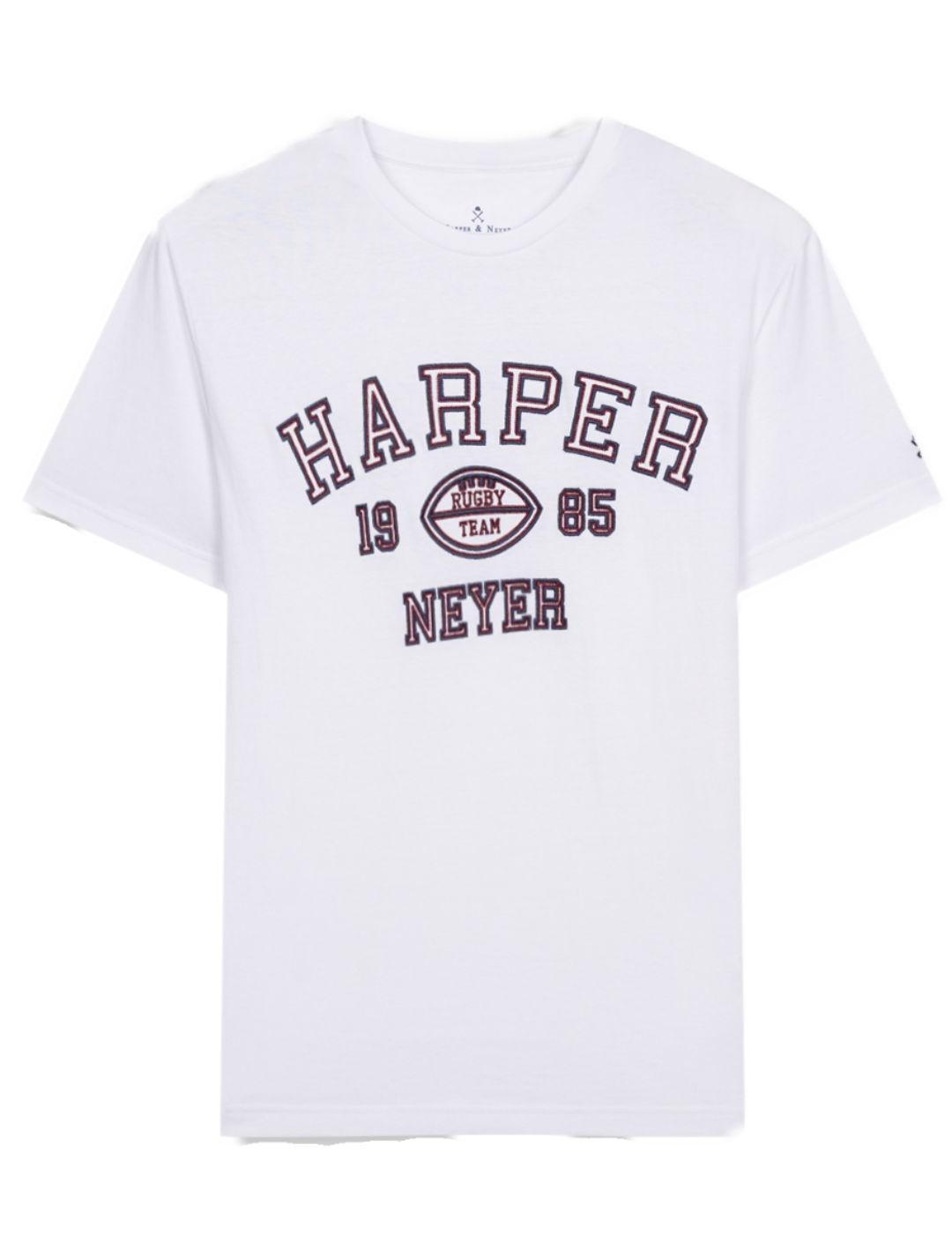 Camiseta Harper&Neyer Rugby blanca manga corta para hombre