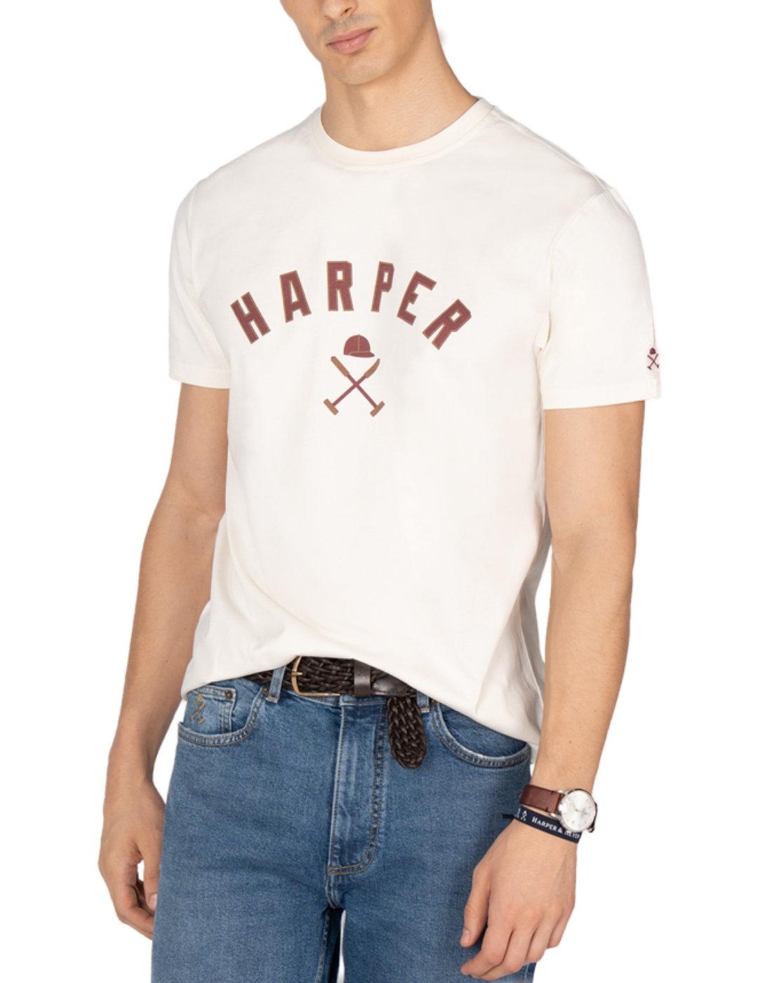 Camiseta Harper&Neyer New england beige logo para hombre