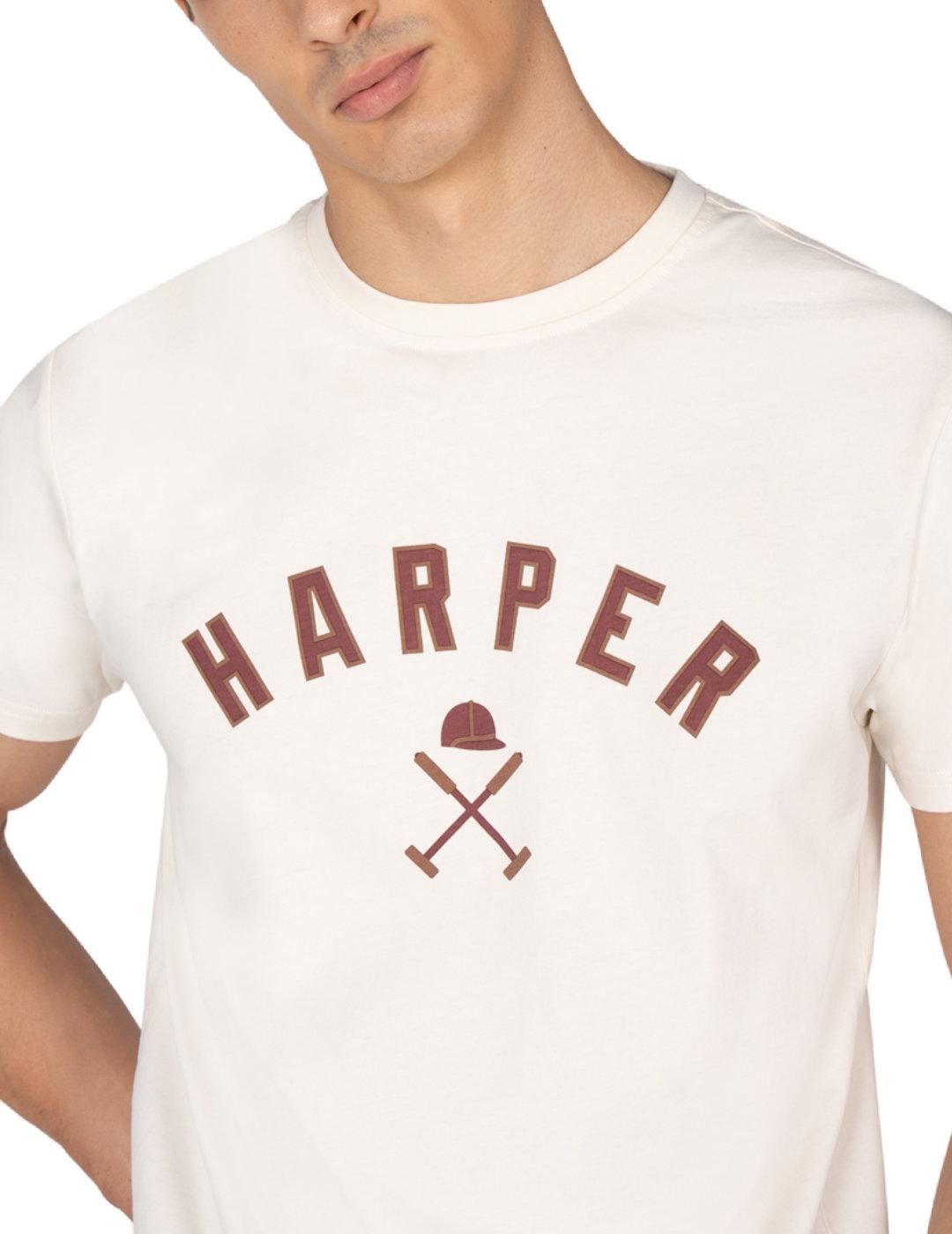 Camiseta Harper&Neyer New england beige logo para hombre