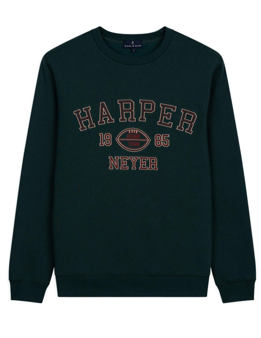Sudadera Harper&Neyer Rugby verde sin capucha de hombre