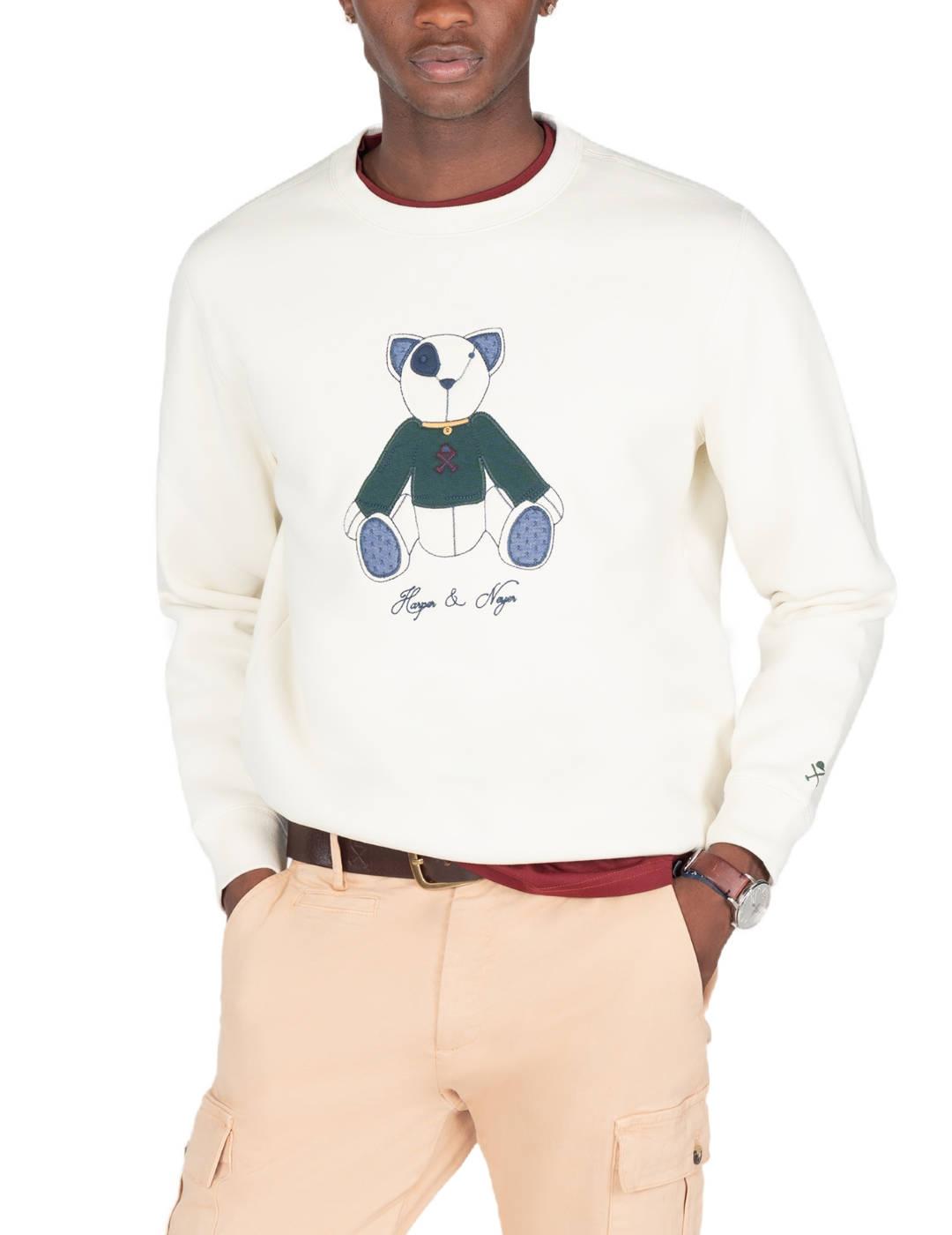 Sudadera Harper&Neyer Teddy cruda dibujo oso para hombre