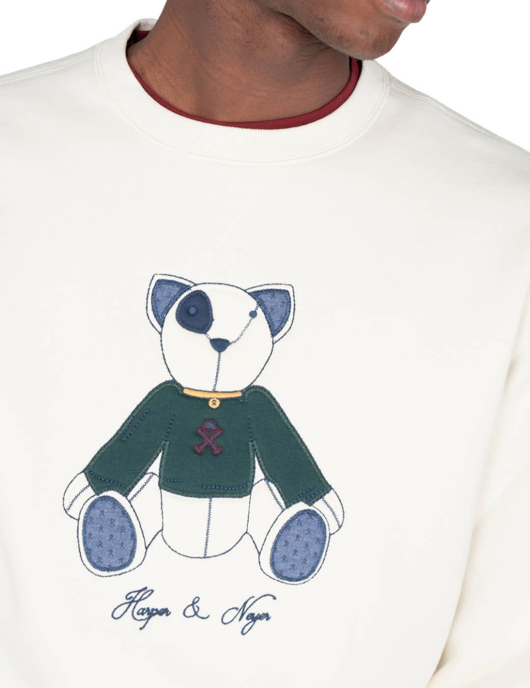 Sudadera Harper&Neyer Teddy cruda dibujo oso para hombre