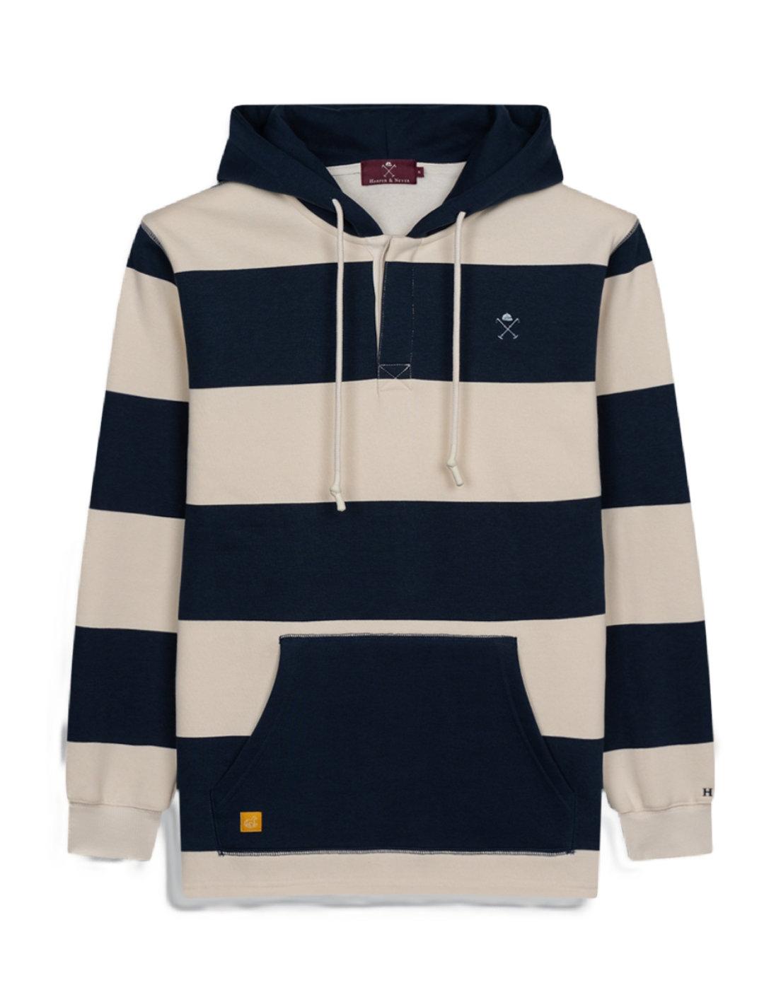 Sudadera Harper&Neyer Groovy azul y blanca rayas de hombre