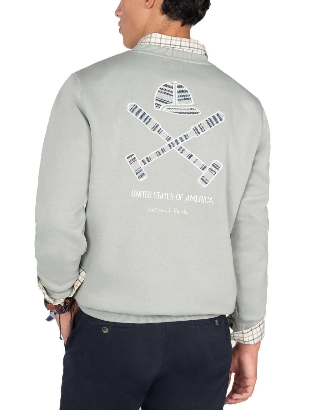 Sudadera Harper&Neyer Ranger verde logo espalda de hombre