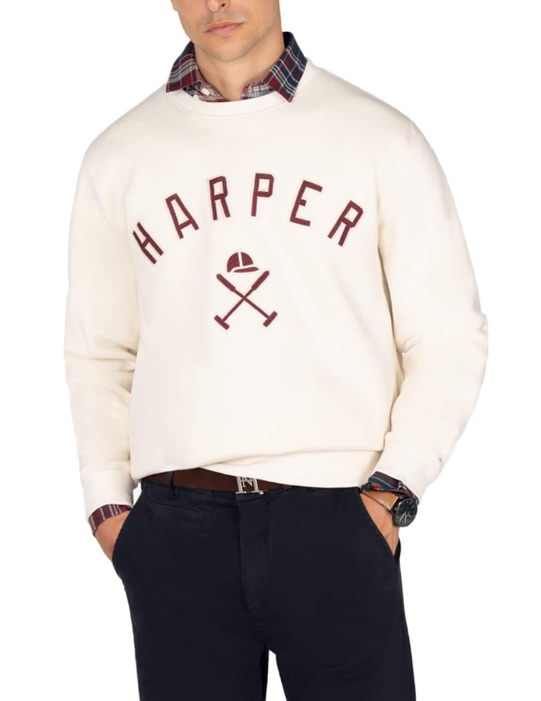 Sudadera Harper&Neyer New england beige logo para hombre