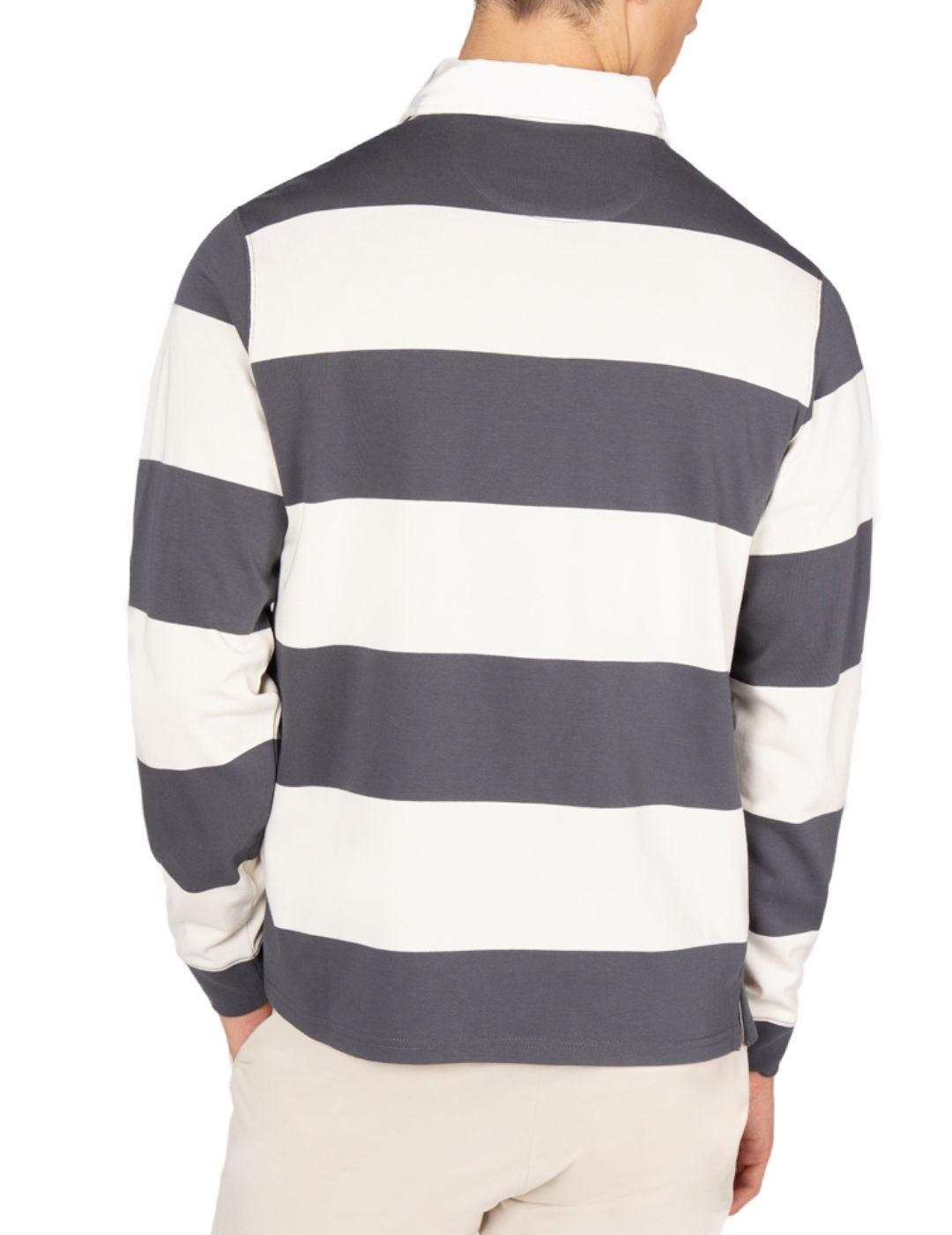 Polo Harper&Neyer Rugby negro rayas manga larga de hombre