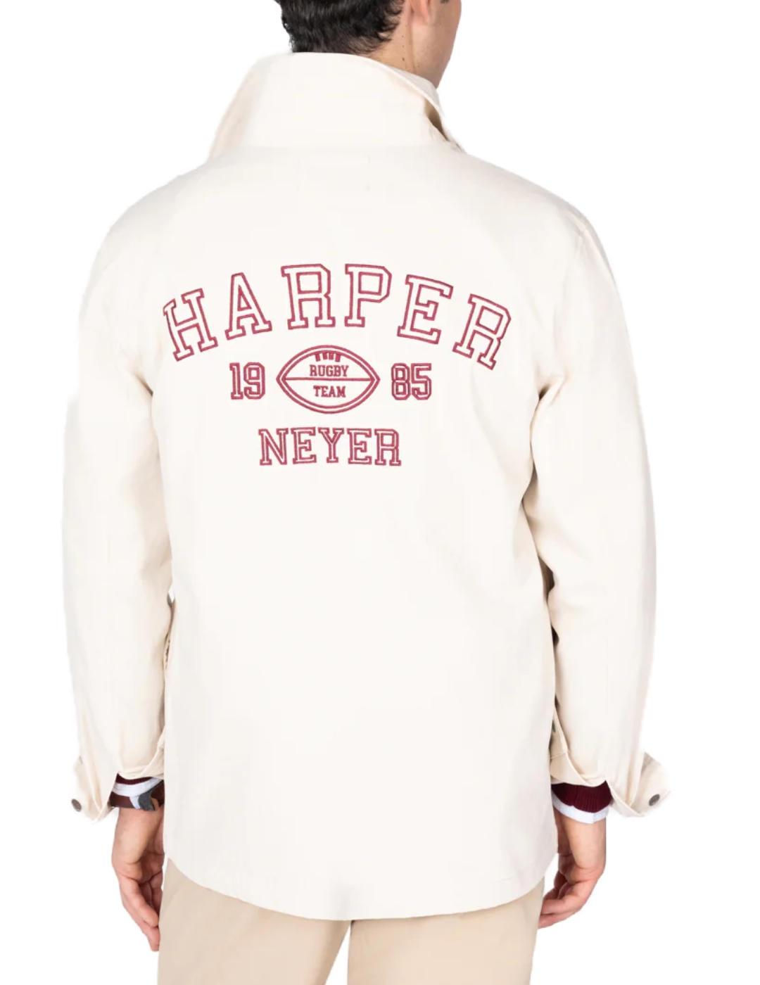 Chaqueta Harper&Neyer Preppy beige logo espalda de hombre