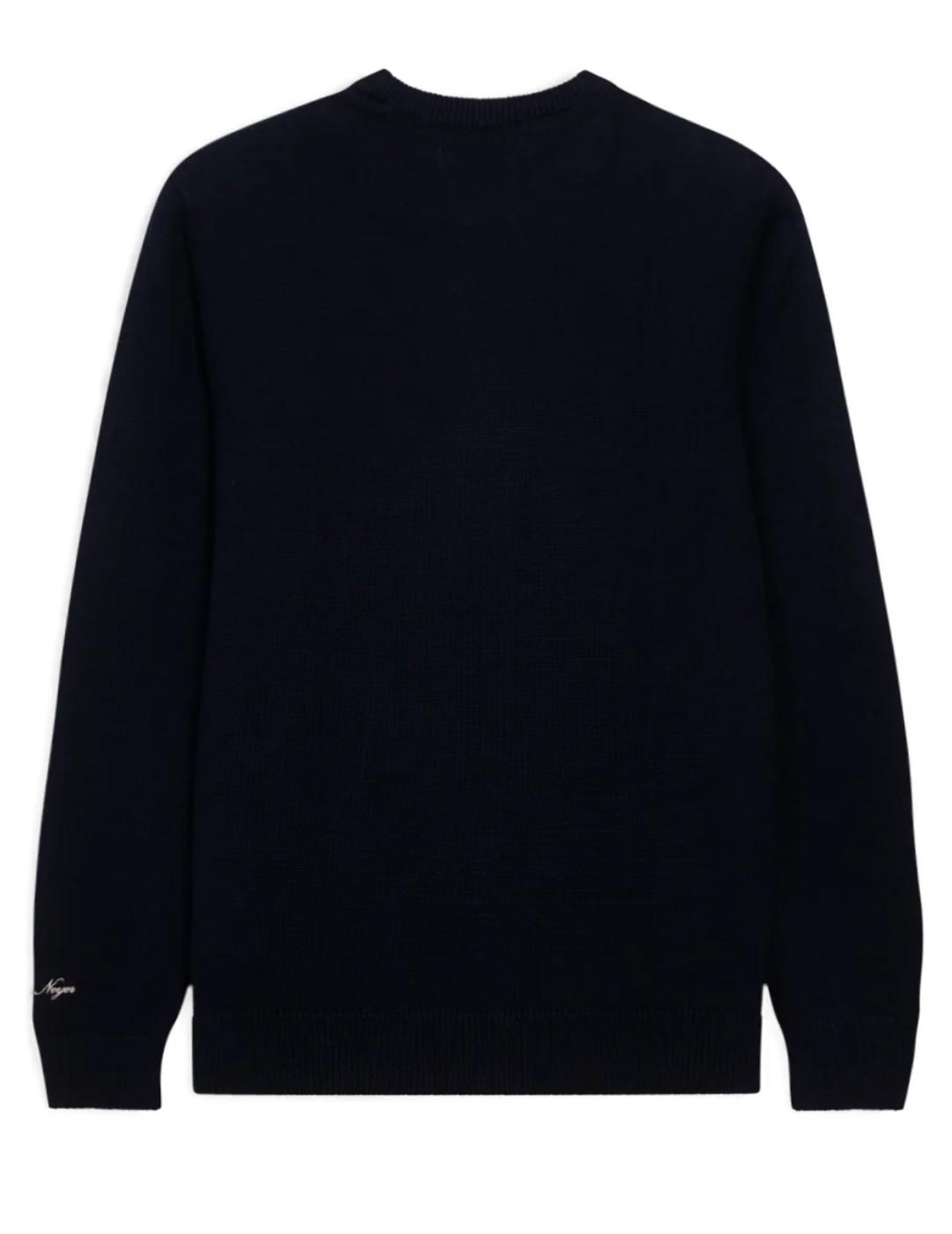 Jersey Harper & Neyer Vermont azul logo beige para hombre