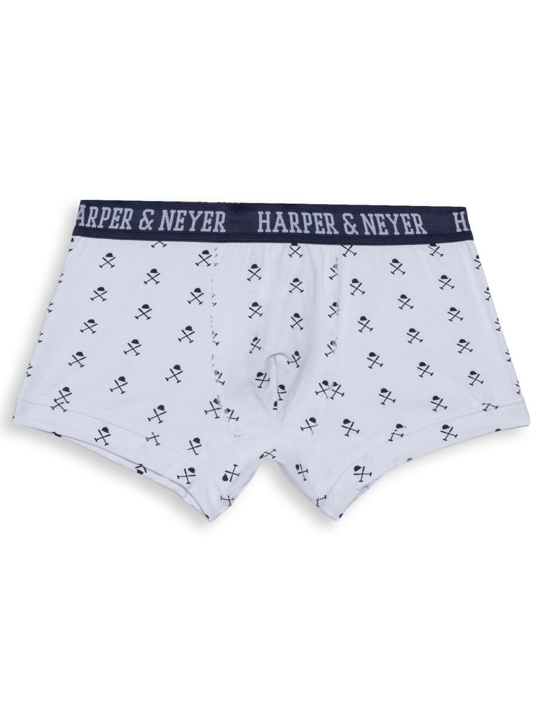 Boxer Harper & Neyer blanco multilogo en marino de hombre