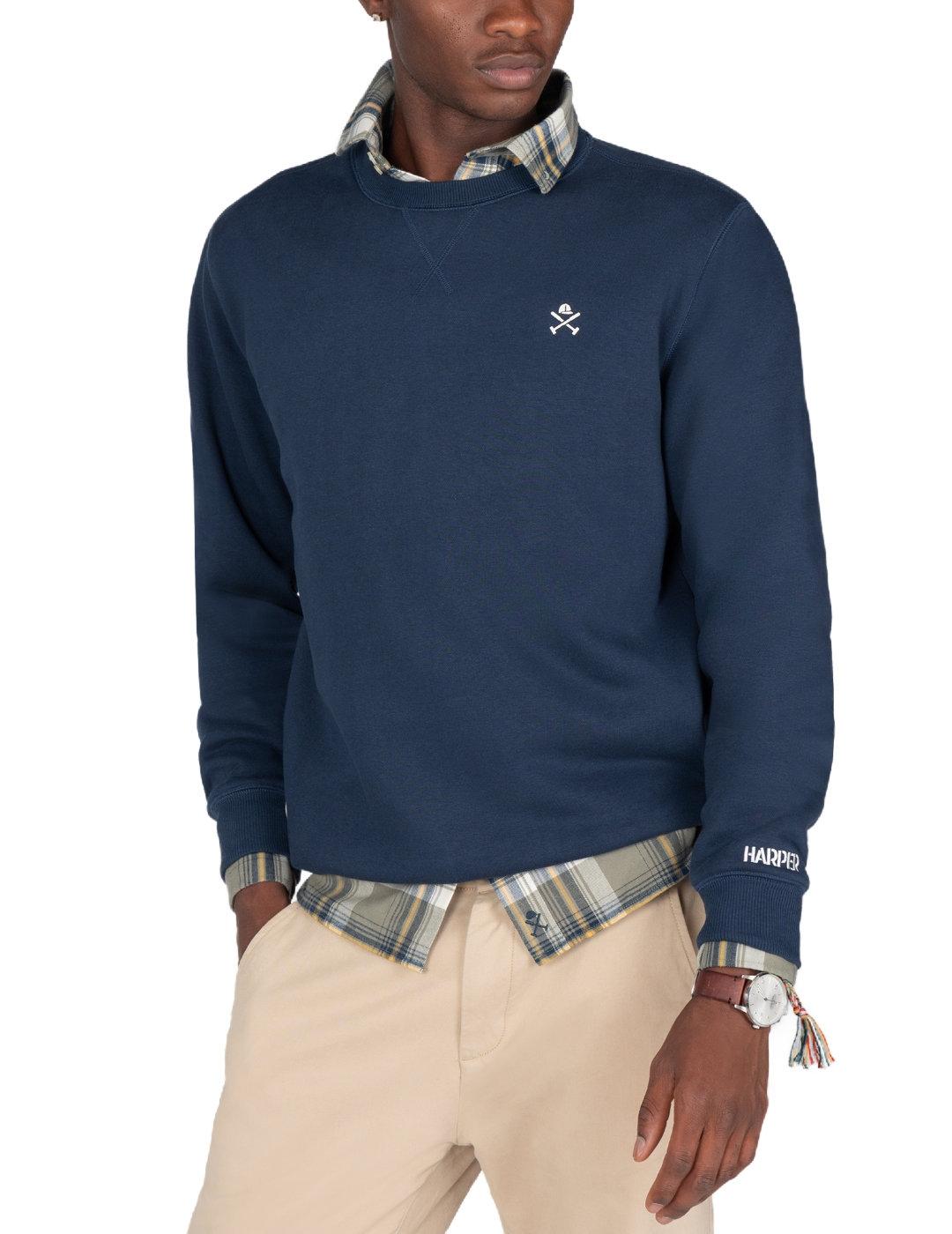 Sudadera Harper&Neyer Ranger azul bordado espalda de hombre