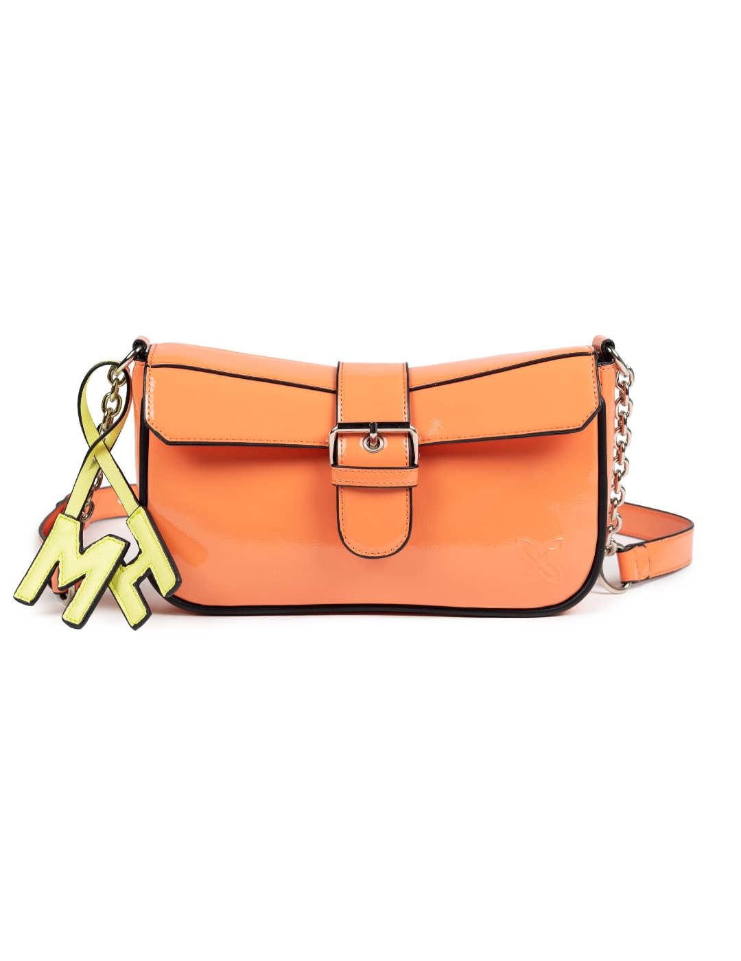 Bandolera Munich Baguette naranja de charol para mujer