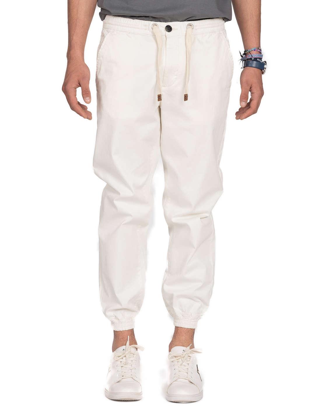 Pantalón Harper & Neyer Jogger crema relaxed con puño hombre