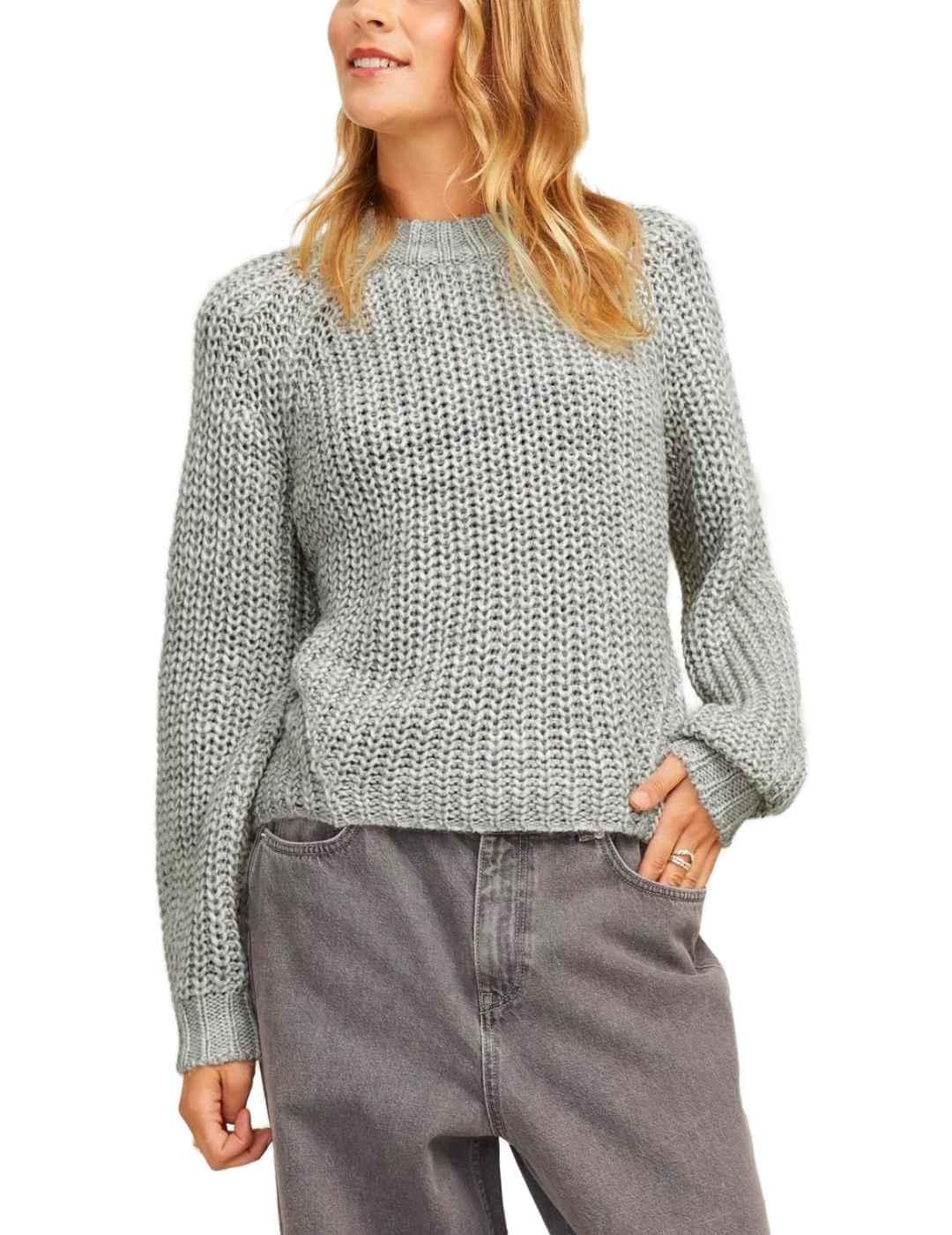 Jersey JJXX Kelly gris claro de punto regular para mujer