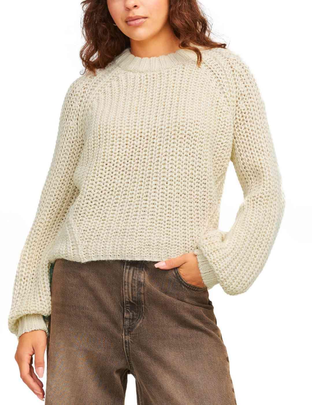 Jersey JJXX Kelly beige de punto regular para mujer
