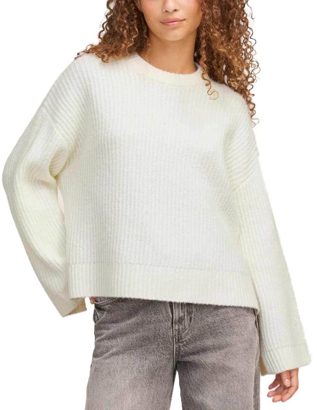 Jersey JJXX Sigga blanco roto de lana para mujer