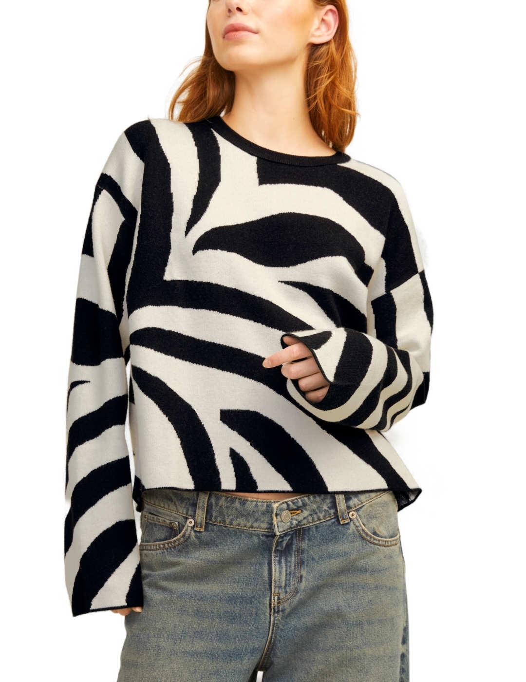 Jersey JJXX Adira cebra negro/blanco troquelado para mujer