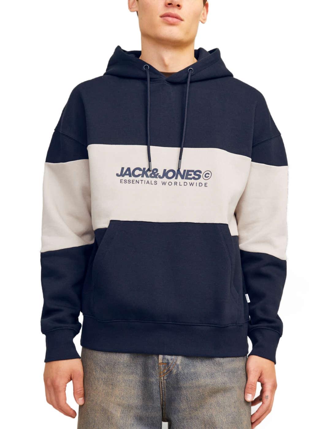 Sudadera Jack&Jones Elegacy marino color block para hombre