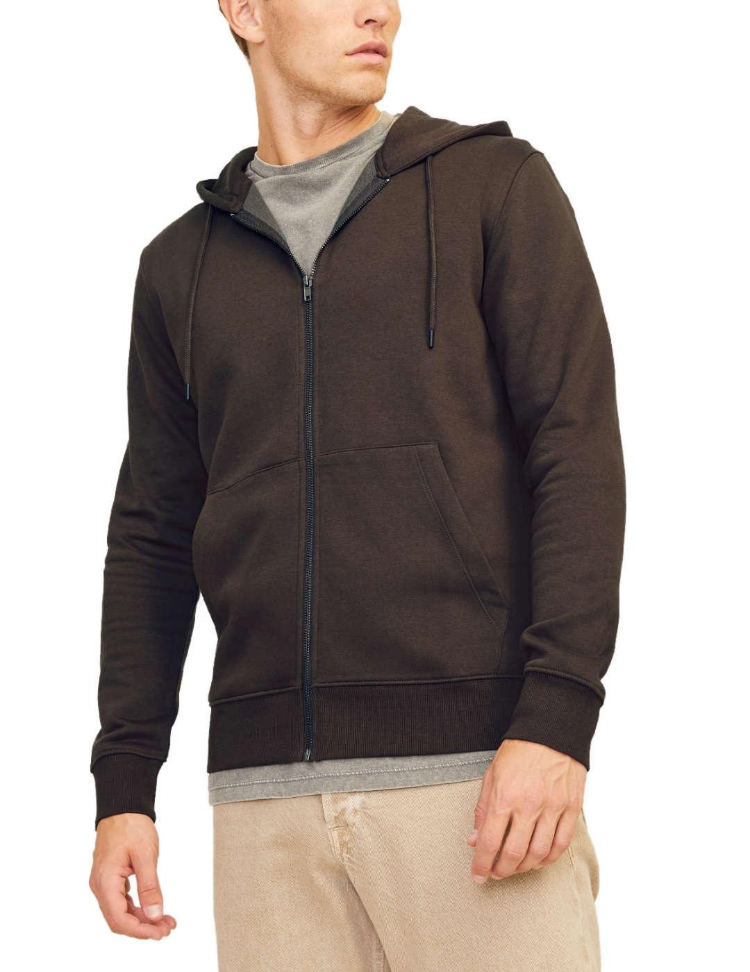 Sudadera Jack&Jones Star marrón cremallera para hombre