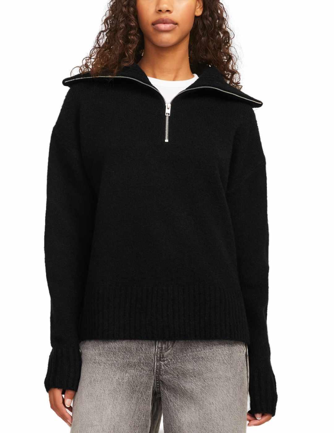 Jersey JJXX Siko negro con cremallera para mujer