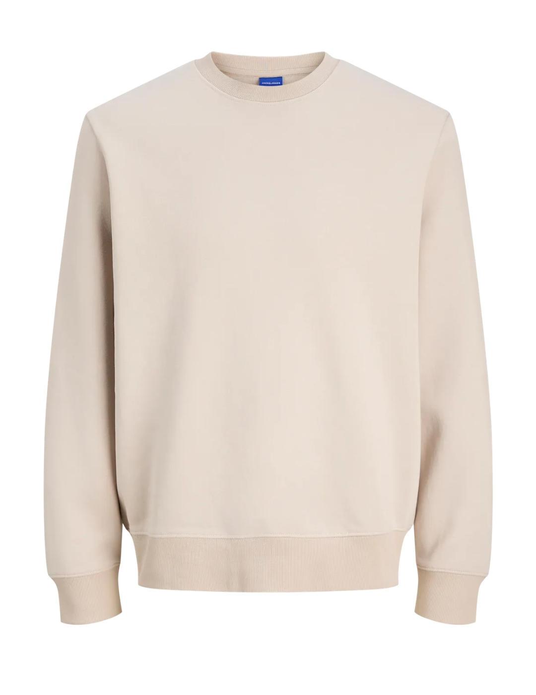 Sudadera Jack&Jones Bradley beige sin capucha para hombre