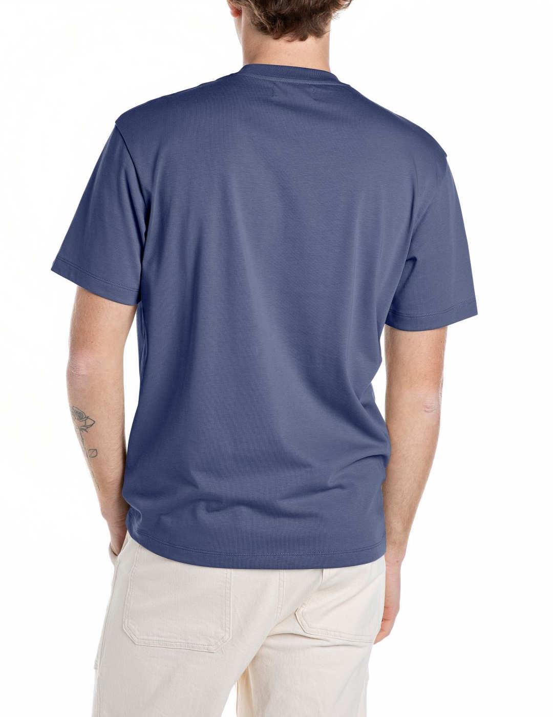 Camiseta Replay marino con bordado de hombre-Sg