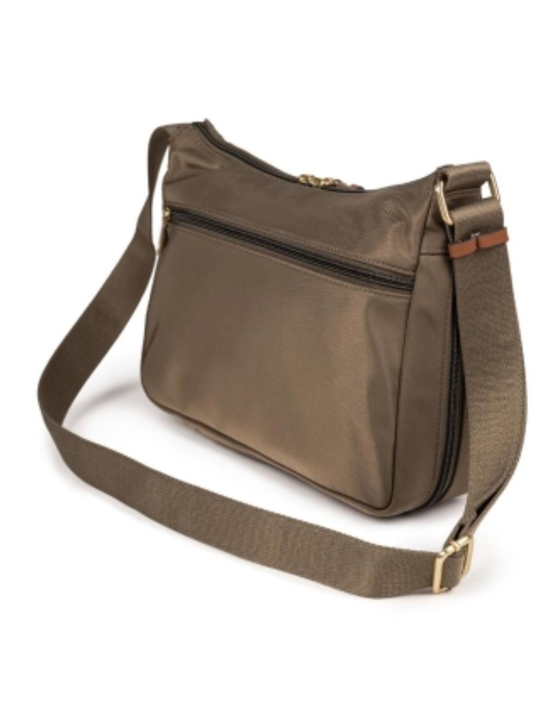 Bolso Munich bandolera khaki de tela para mujer