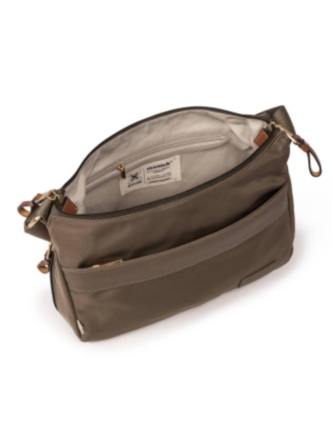 Bolso Munich bandolera khaki de tela para mujer