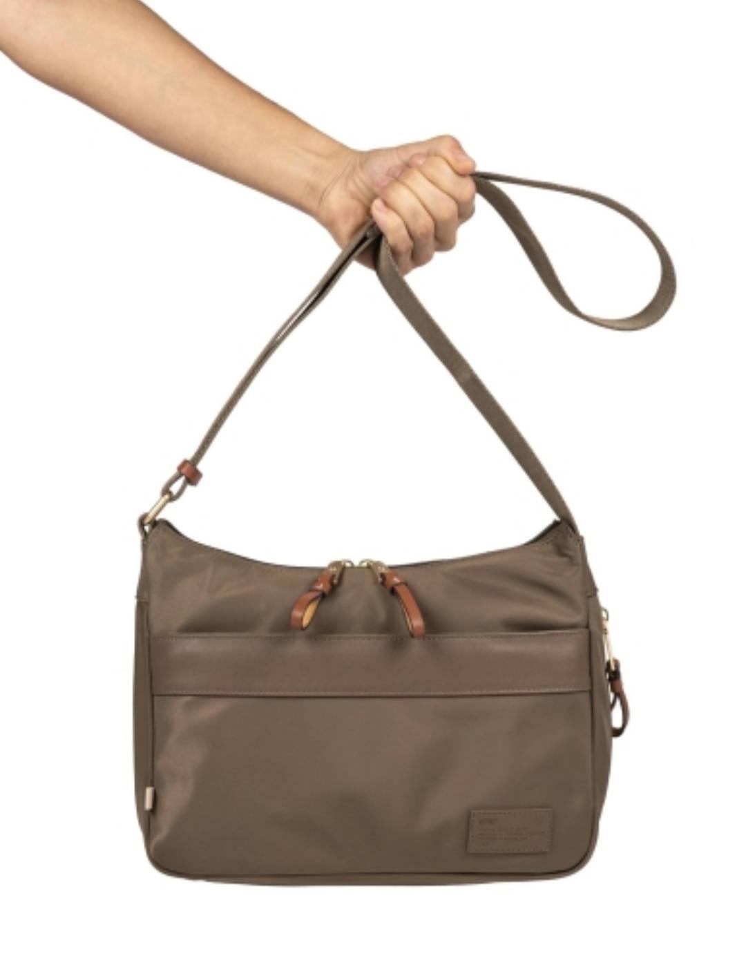 Bolso Munich bandolera khaki de tela para mujer