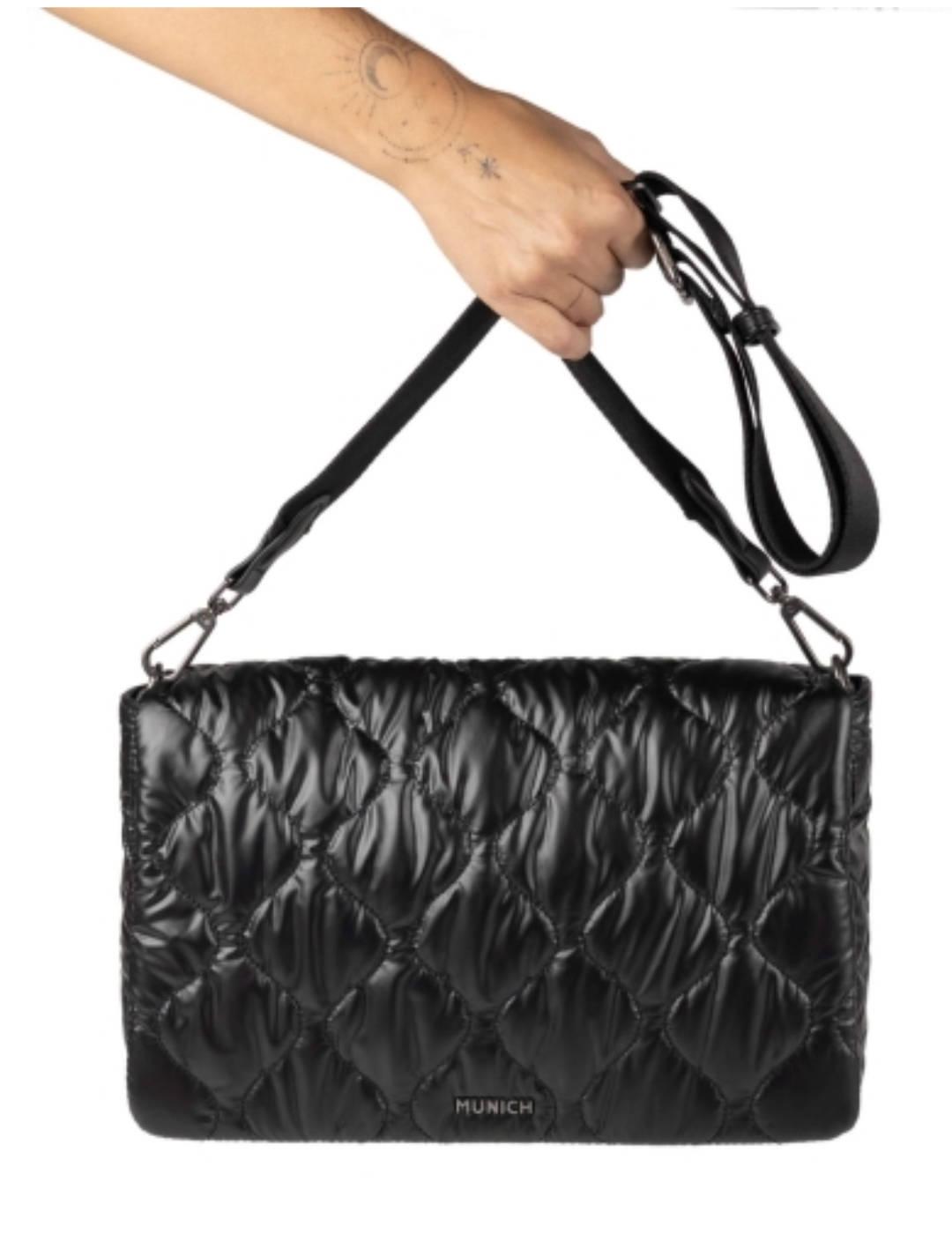 Bolso Munich bandolera cover negra acolchada para mujer