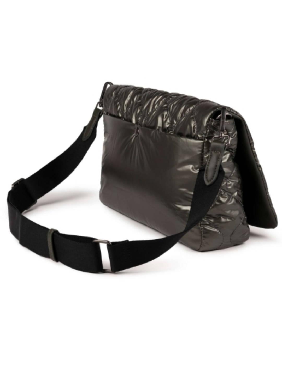 Bolso Munich bandolera cover plateado acolchado para mujer