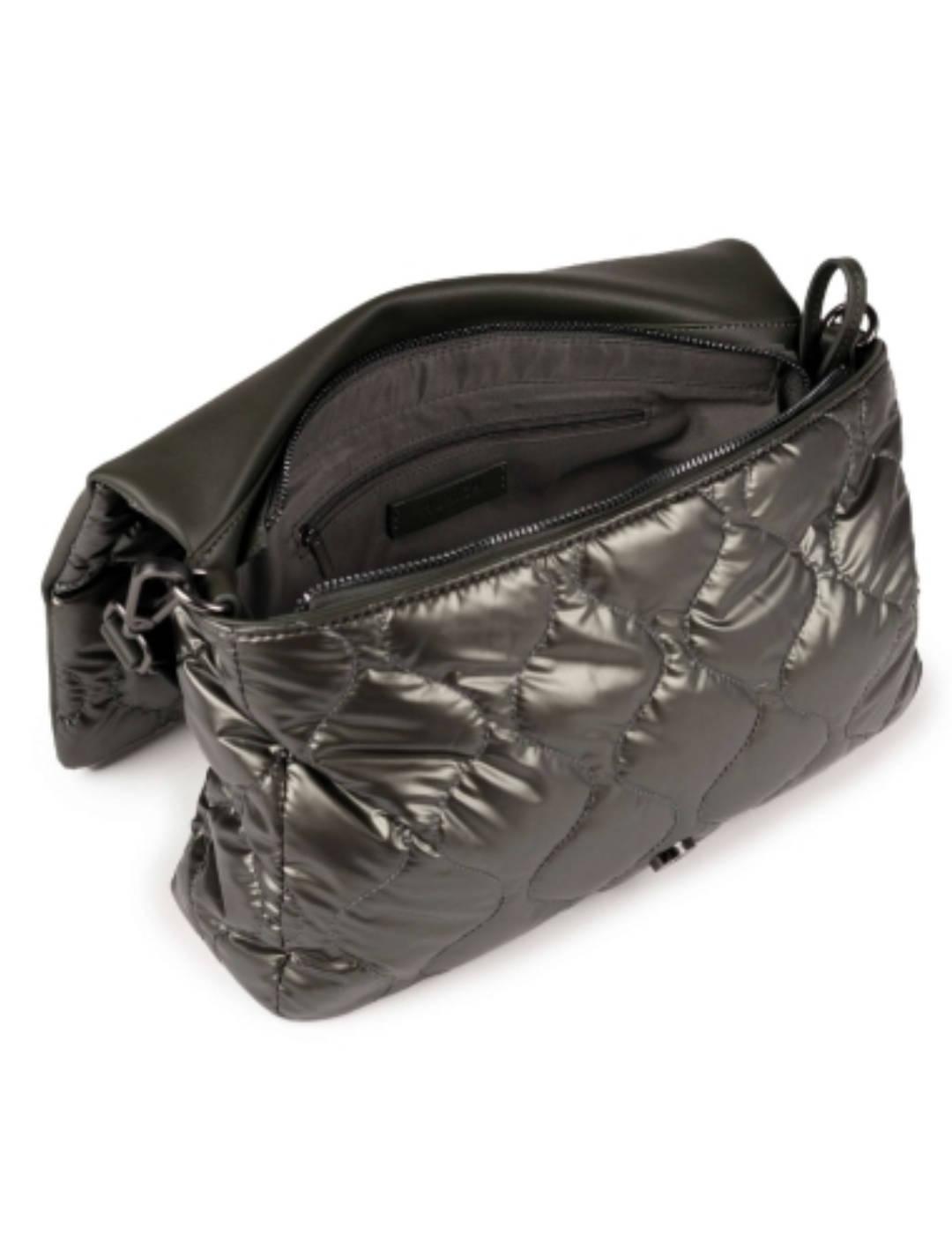 Bolso Munich bandolera cover plateado acolchado para mujer