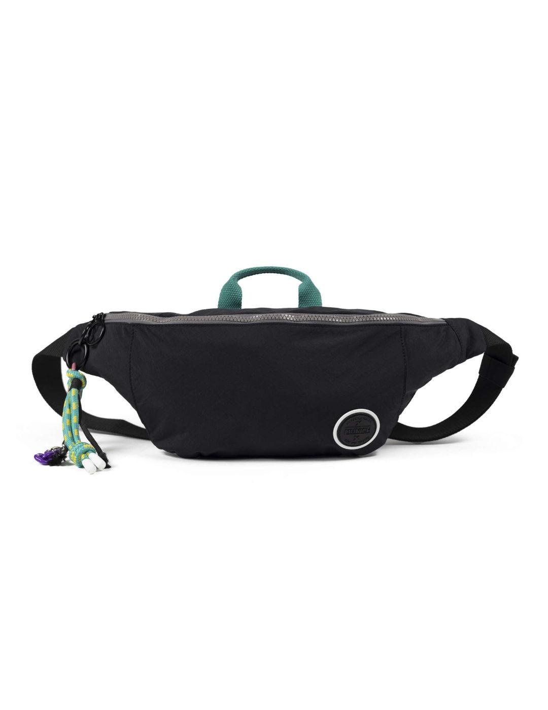 Riñonera Munich negra y turquesa para mujer