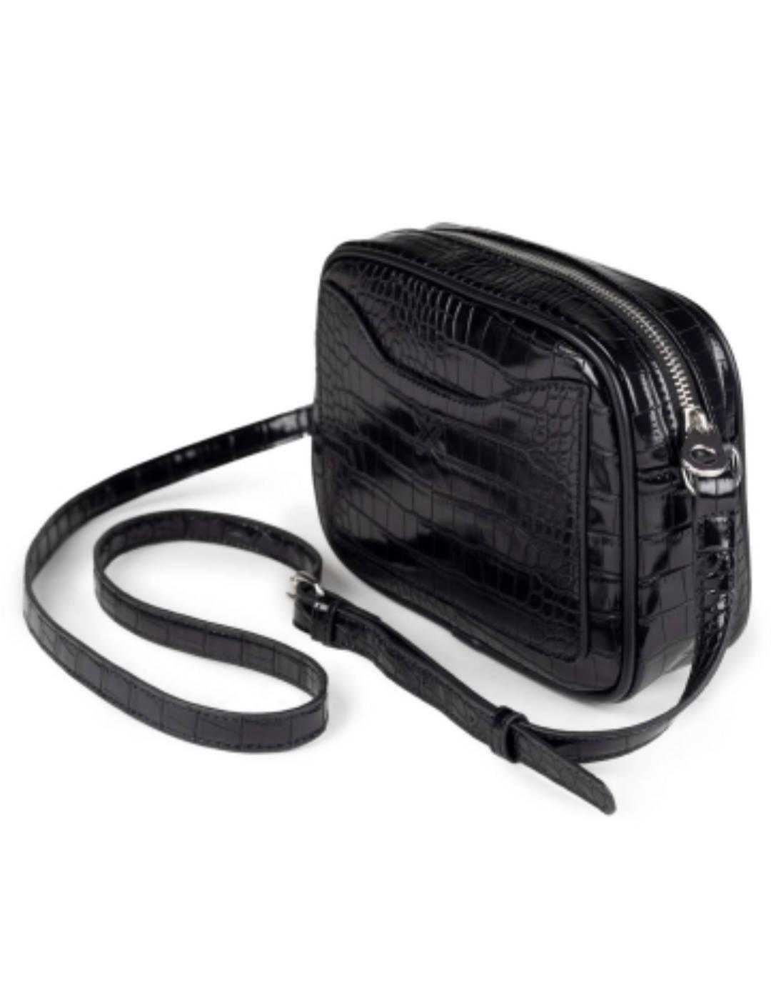 Bolso Munich bandolera croco negro para mujer