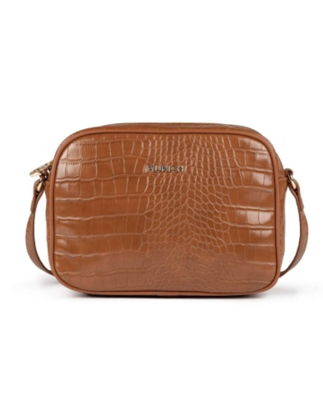 Bolso Munich bandolera croco camel para mujer