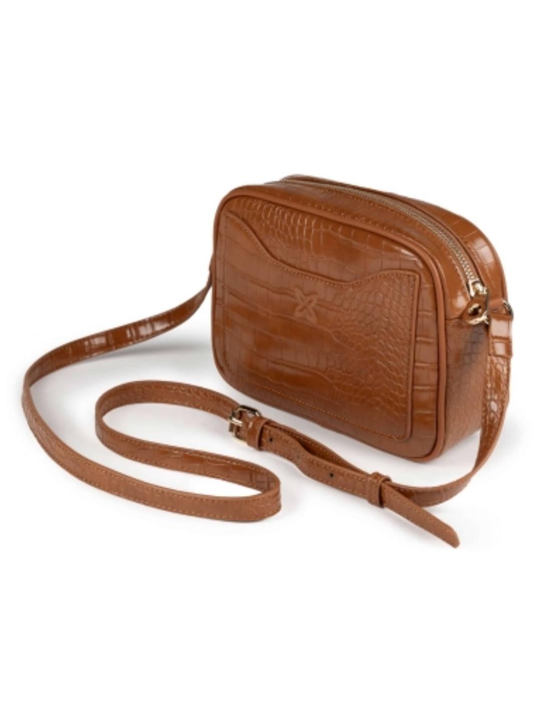 Bolso Munich bandolera croco camel para mujer