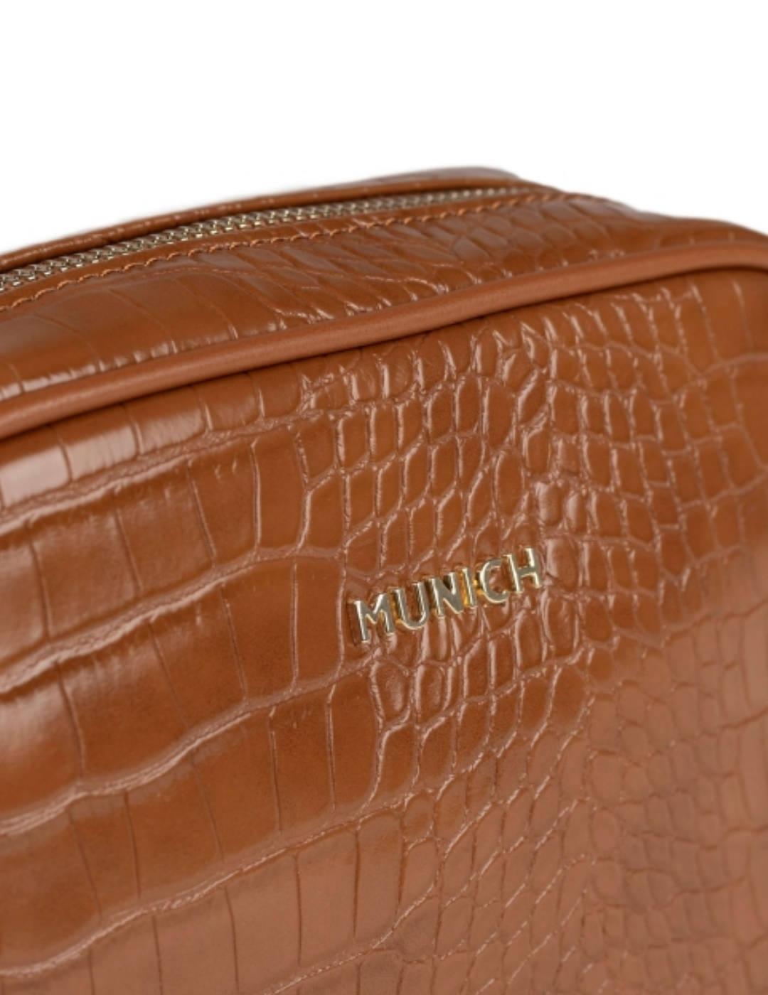 Bolso Munich bandolera croco camel para mujer