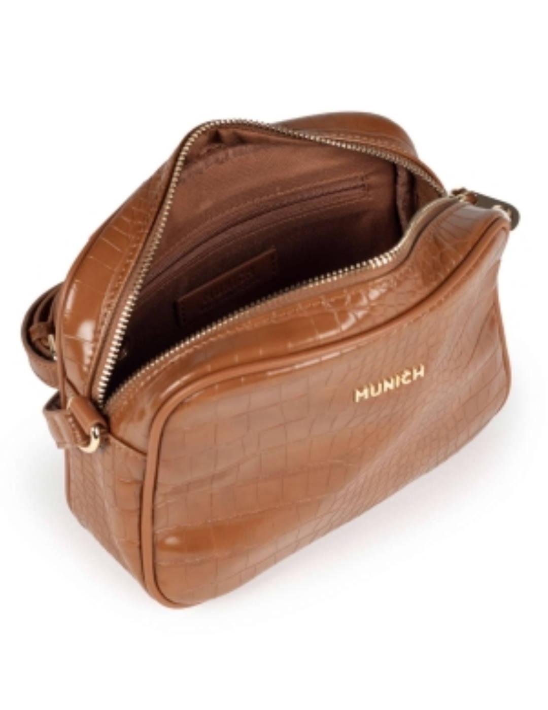 Bolso Munich bandolera croco camel para mujer