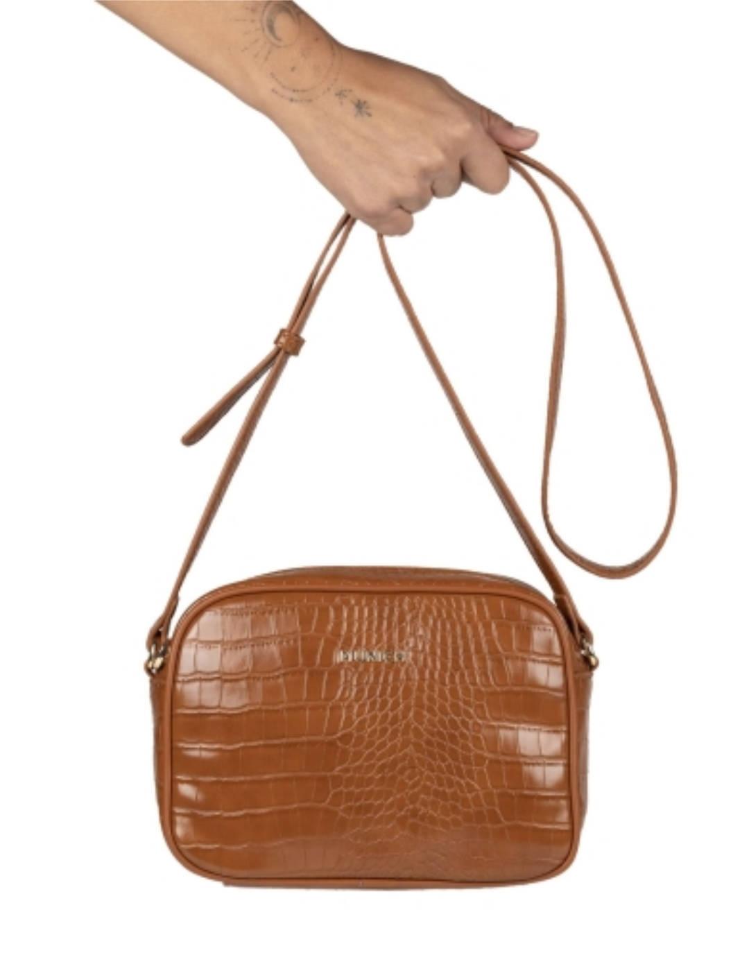 Bolso Munich bandolera croco camel para mujer
