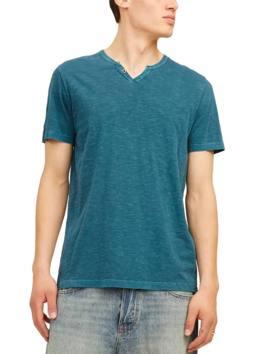 Camiseta Jack&Jones Esplit azul turquesa manga corta hombre