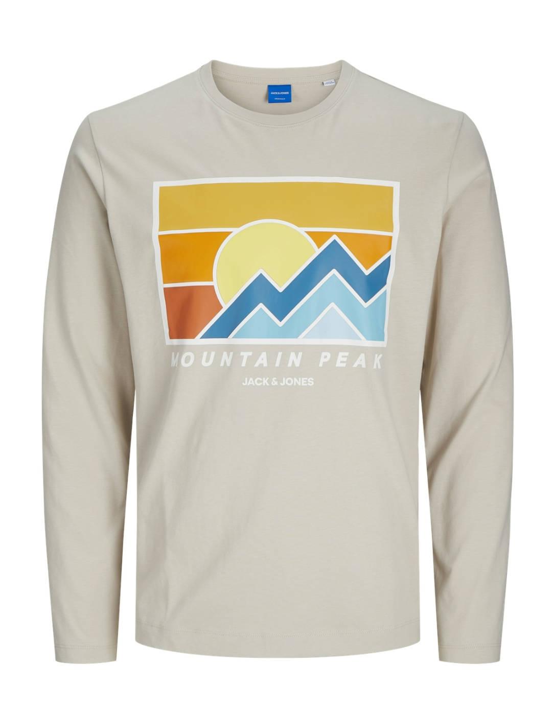 Camiseta Jack&Jones Explorer beige manga larga para hombre